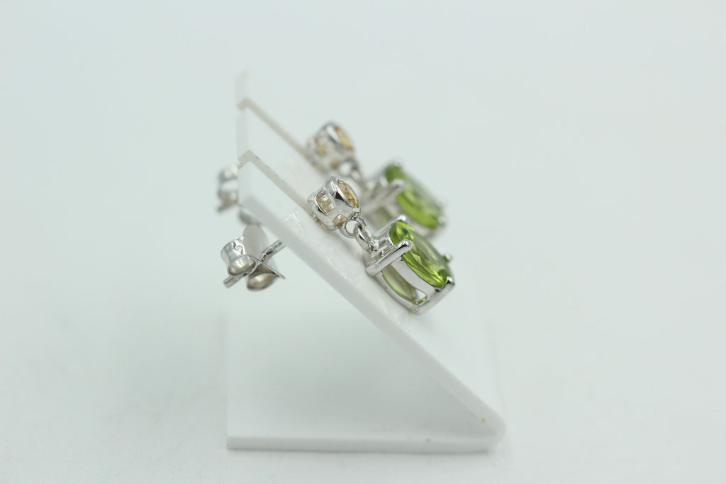 Edle 2,5 Carat Peridot Citron Ohrstecker Ohrhänger 925 Silber Olivin Ohrschmuck