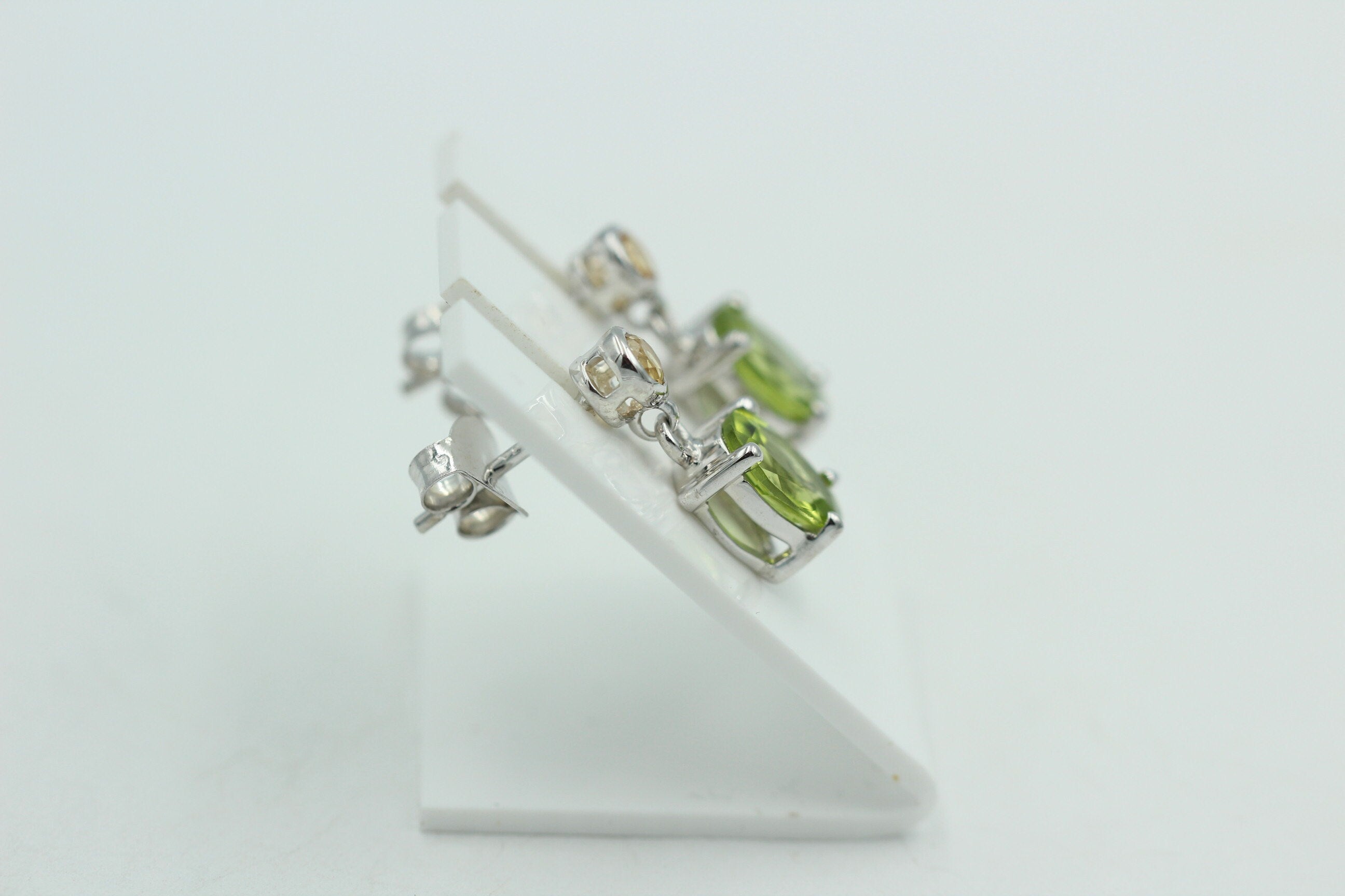 Edle 2,5 Carat Peridot Citron Ohrstecker Ohrhänger 925 Silber Olivin Ohrschmuck