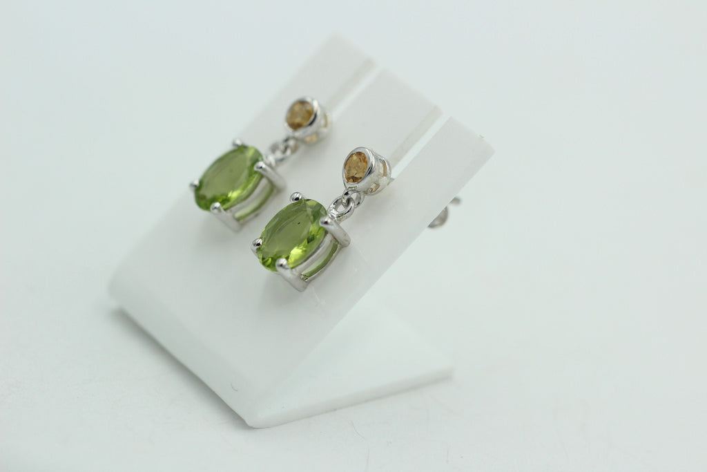 Edle 2,5 Carat Peridot Citron Ohrstecker Ohrhänger 925 Silber Olivin Ohrschmuck