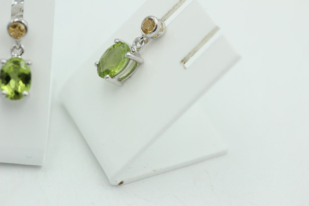 Edle 2,5 Carat Peridot Citron Ohrstecker Ohrhänger 925 Silber Olivin Ohrschmuck