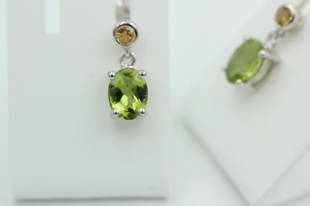 Edle 2,5 Carat Peridot Citron Ohrstecker Ohrhänger 925 Silber Olivin Ohrschmuck