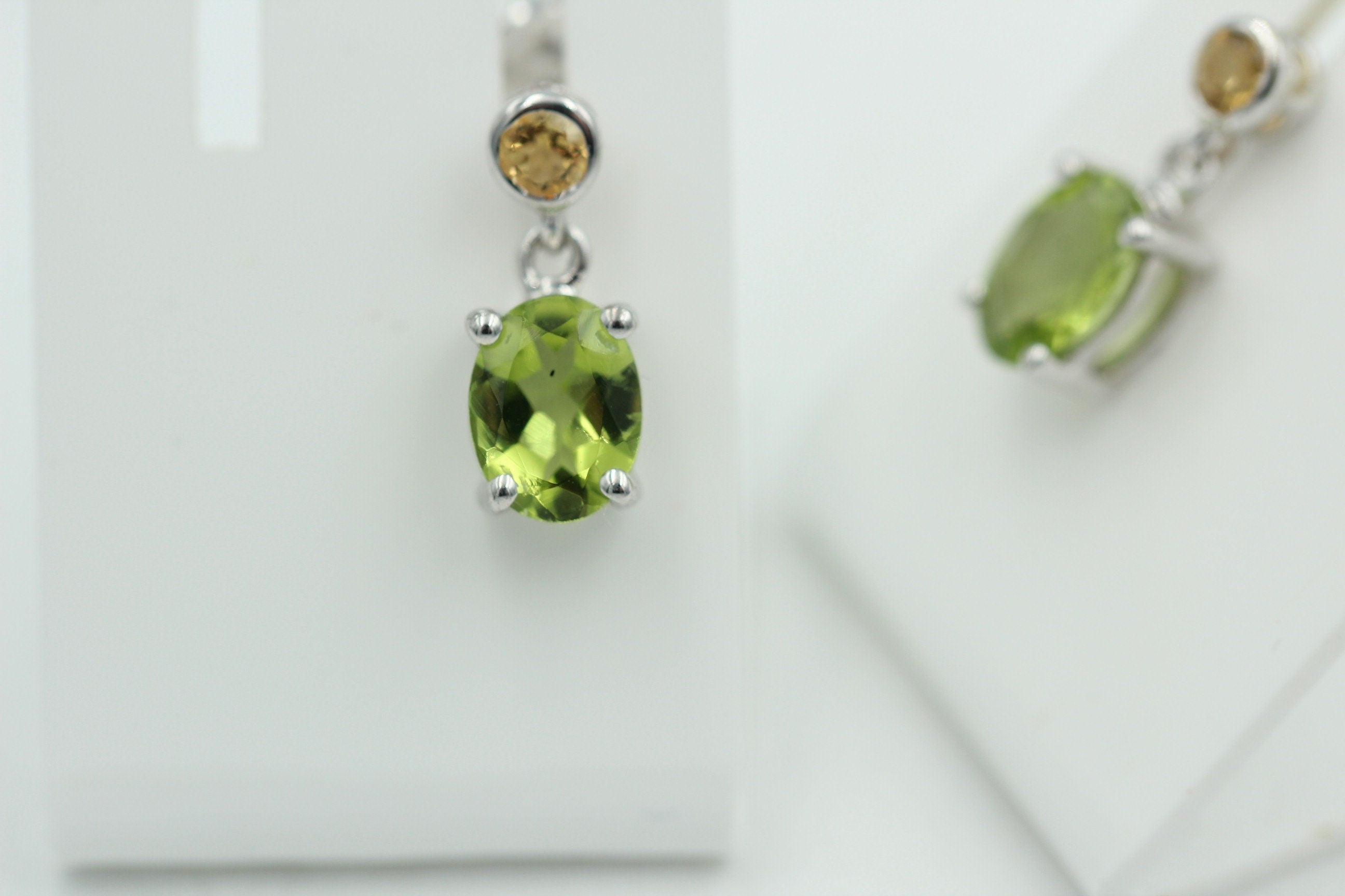 Edle 2,5 Carat Peridot Citron Ohrstecker Ohrhänger 925 Silber Olivin Ohrschmuck
