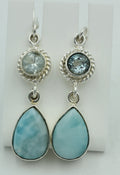 1,6 Carat Blautopas Larimar Ohrhänger 925 Silber Larimarschmuck Sonderposten