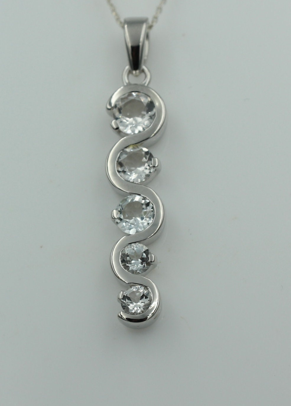 Anhänger 1,35 CaratTopas 925 Silber Collier Kette weißer Topas Anhänger Top Edel