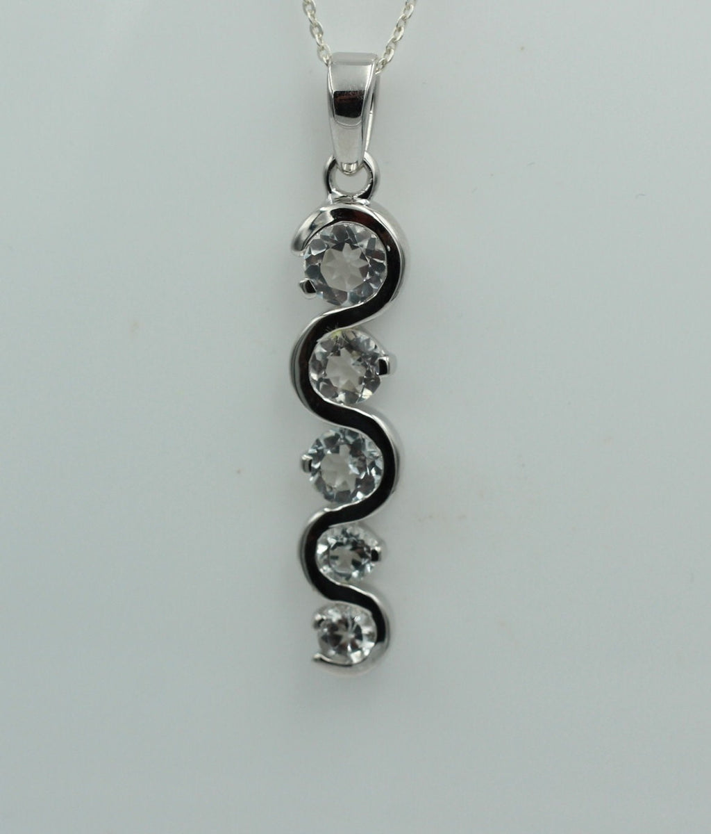 Anhänger 1,35 CaratTopas 925 Silber Collier Kette weißer Topas Anhänger Top Edel
