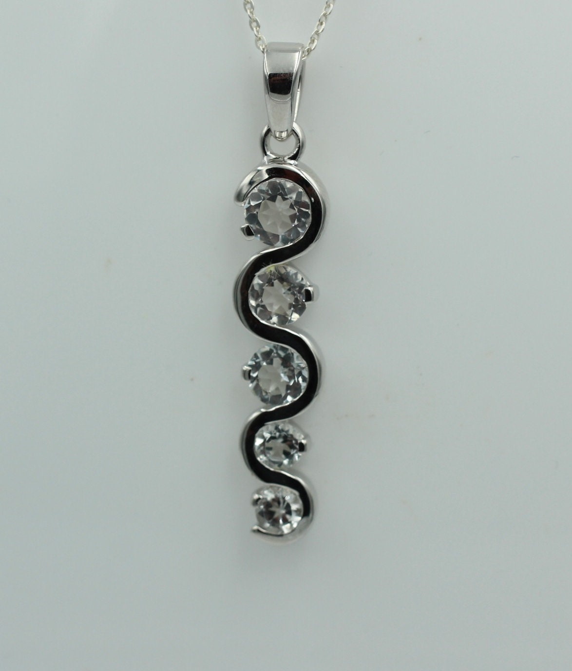 Anhänger 1,35 CaratTopas 925 Silber Collier Kette weißer Topas Anhänger Top Edel