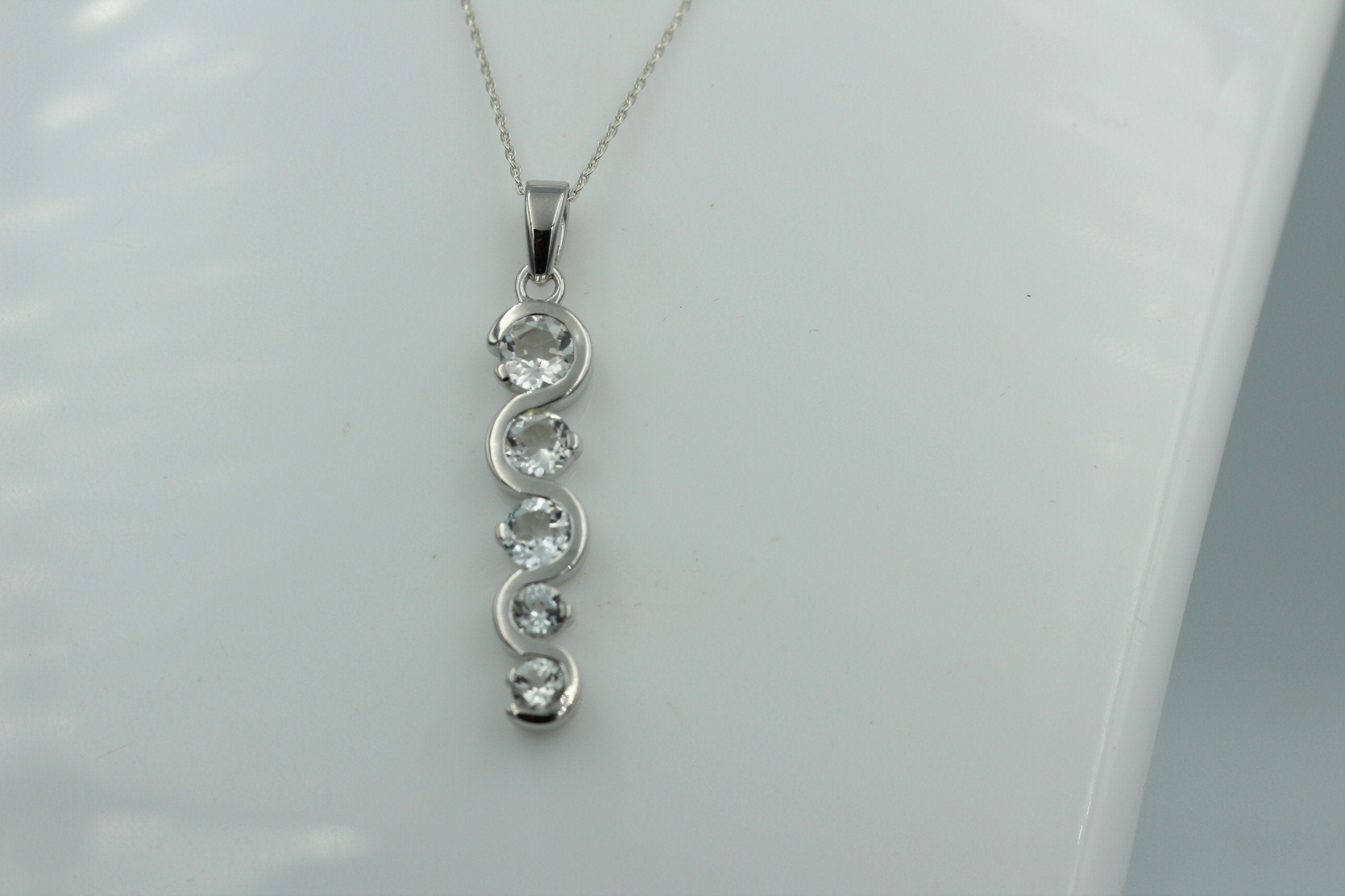 Anhänger 1,35 CaratTopas 925 Silber Collier Kette weißer Topas Anhänger Top Edel