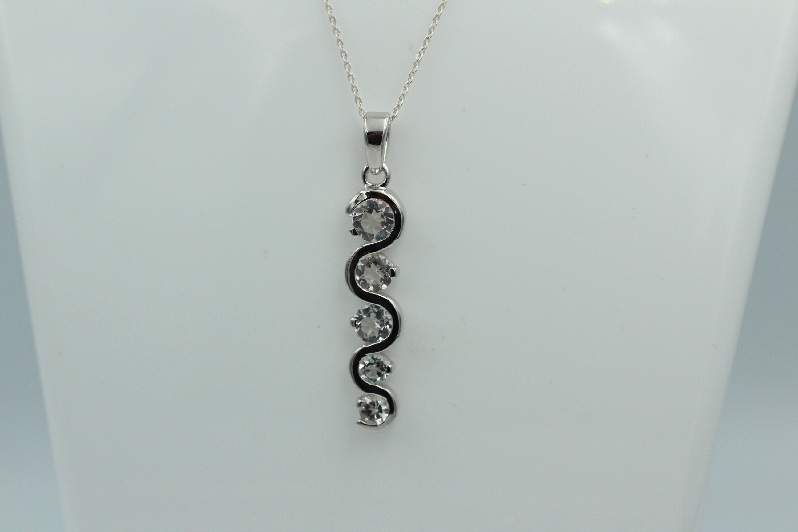 Anhänger 1,35 CaratTopas 925 Silber Collier Kette weißer Topas Anhänger Top Edel