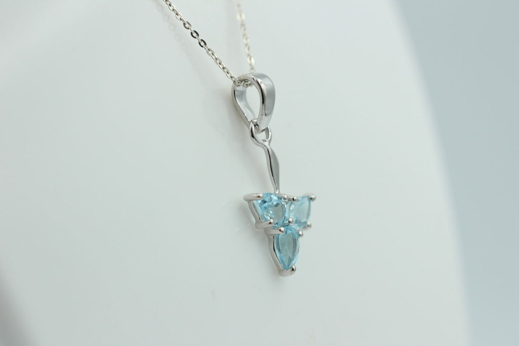 1,3 Carat Blautopas Anhänger 925 Silber Designschmuck Collier Kette Topas