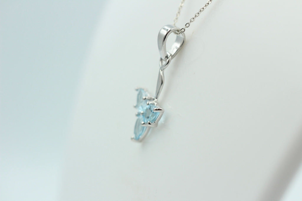 1,3 Carat Blautopas Anhänger 925 Silber Designschmuck Collier Kette Topas
