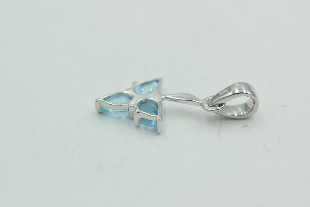 1,3 Carat Blautopas Anhänger 925 Silber Designschmuck Collier Kette Topas