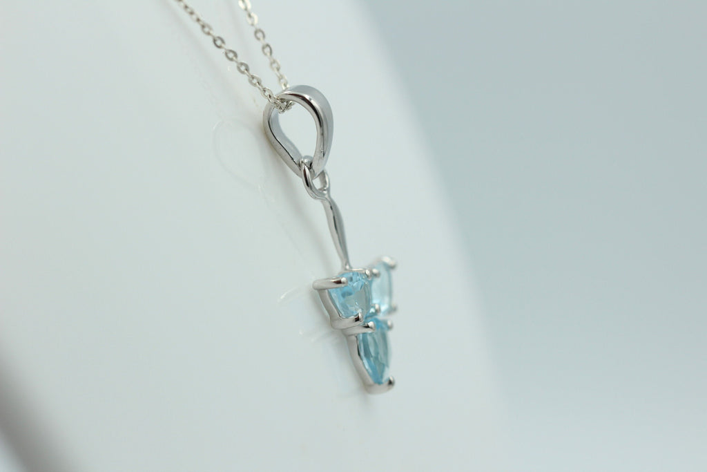 1,3 Carat Blautopas Anhänger 925 Silber Designschmuck Collier Kette Topas