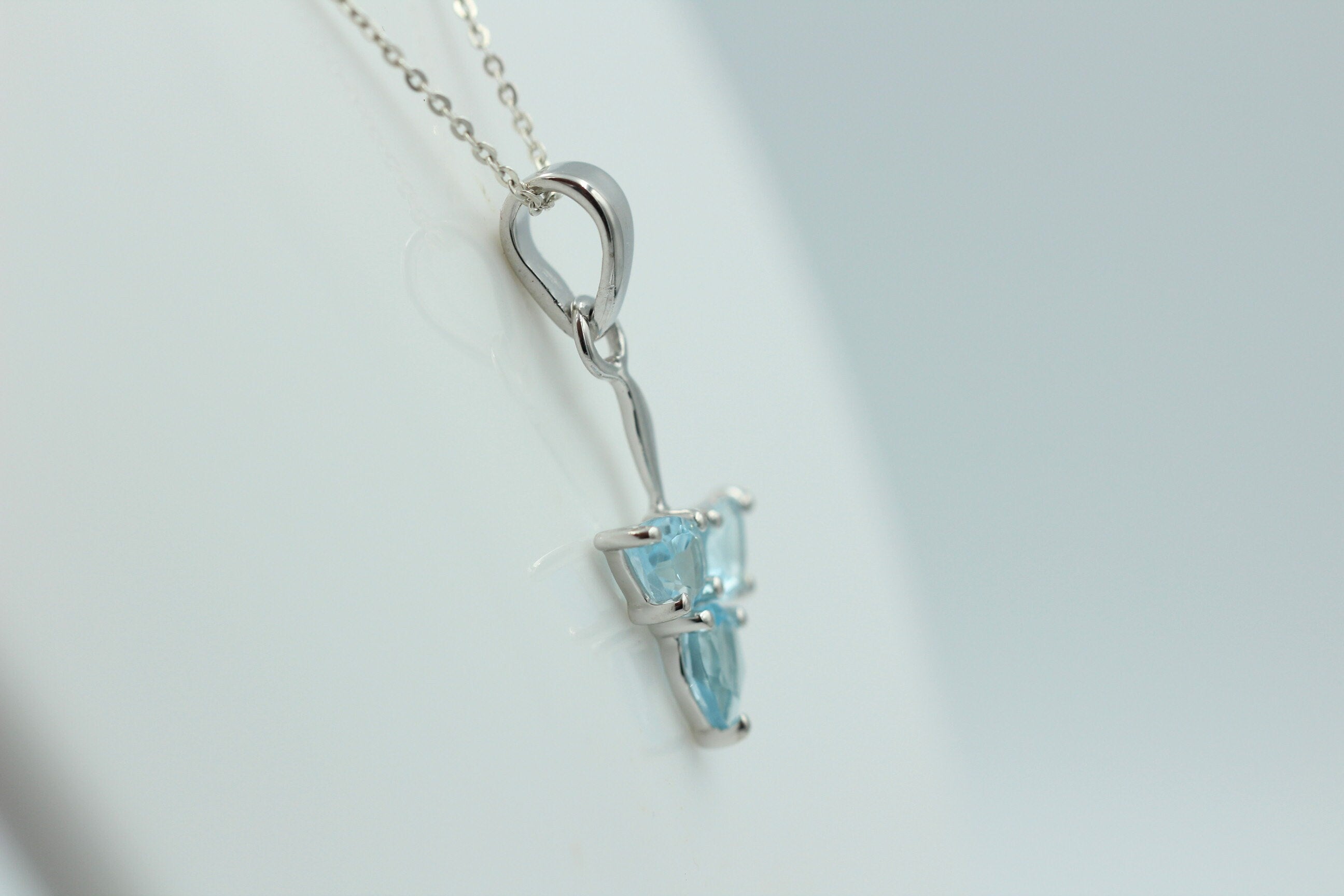 1,3 Carat Blautopas Anhänger 925 Silber Designschmuck Collier Kette Topas