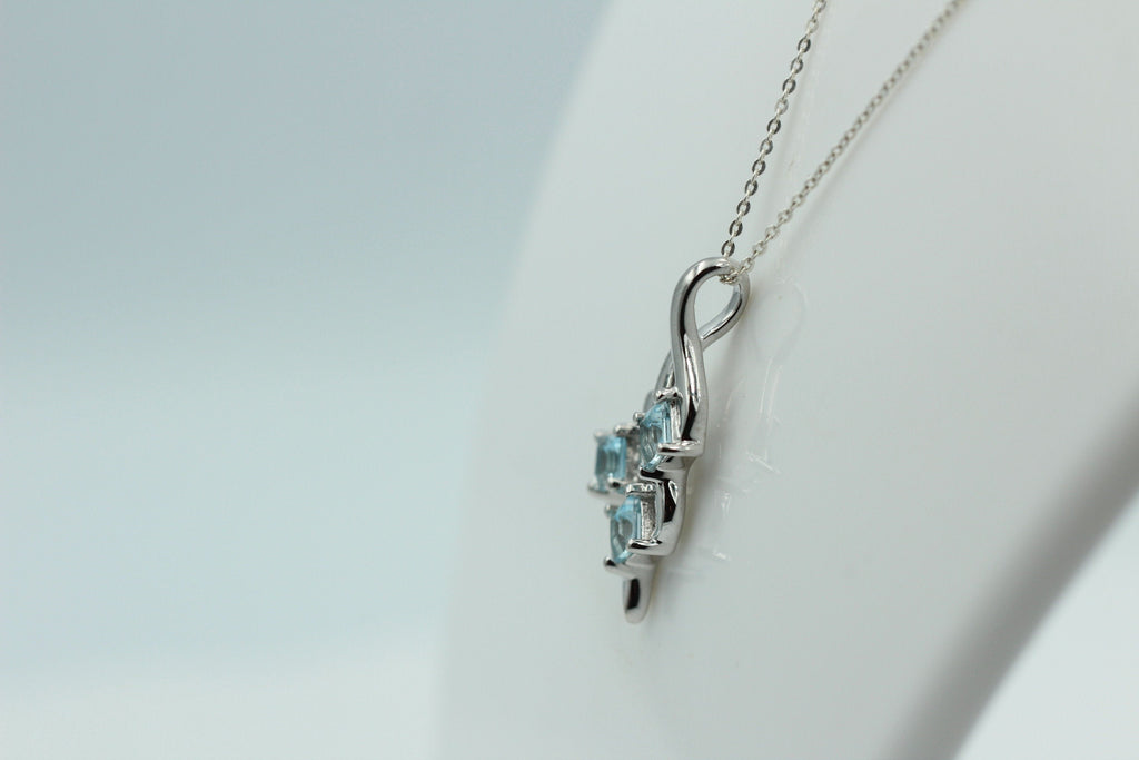 Edler 1,2 Carat Blautopas Anhänger 925 Silber Collier Kette Topasanhänger Top
