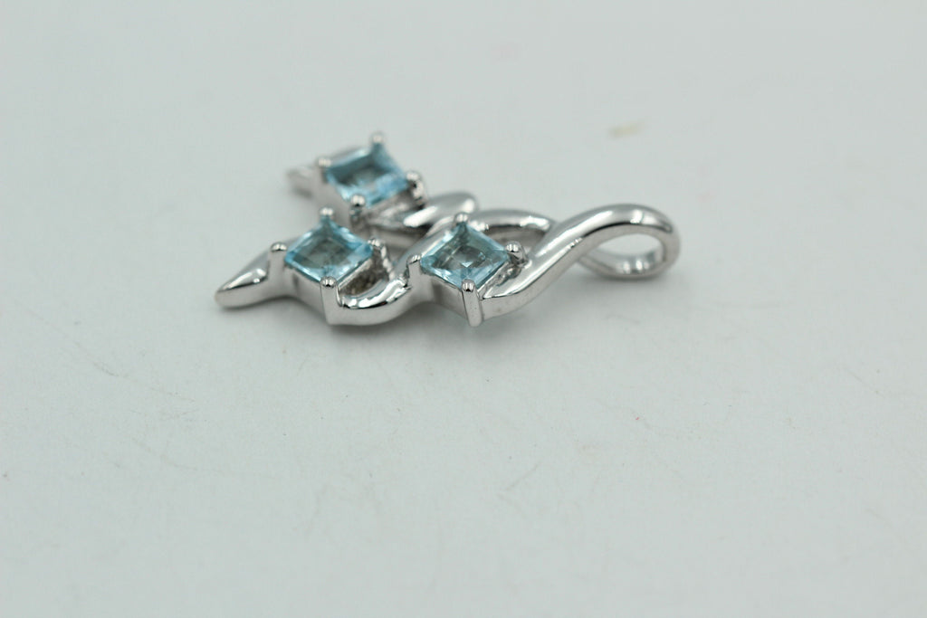 Edler 1,2 Carat Blautopas Anhänger 925 Silber Collier Kette Topasanhänger Top