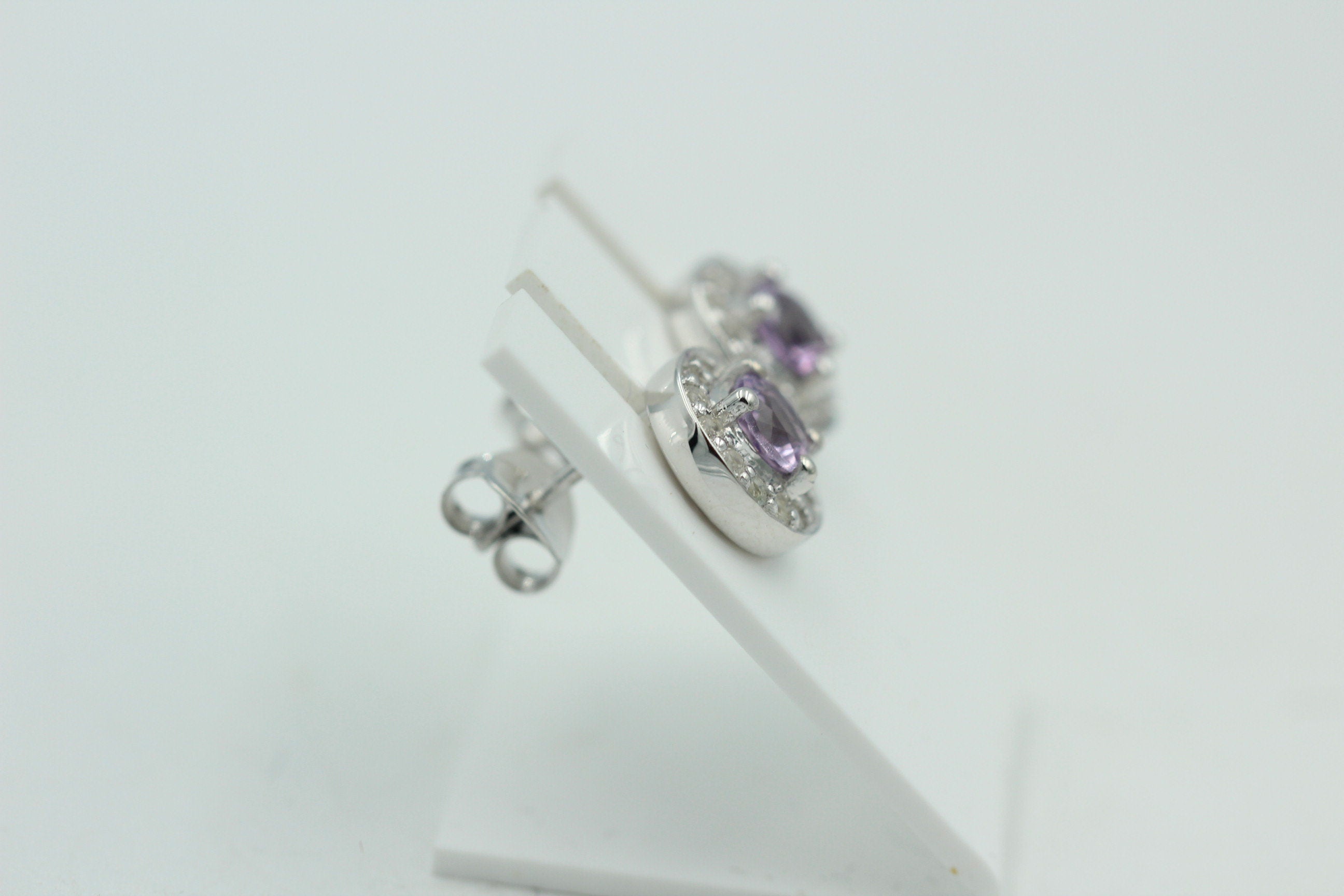 Edler 1,0 Carat Amethyst Ohrstecker Weißtopas 925 Silber Ohrschmuck Brasilien