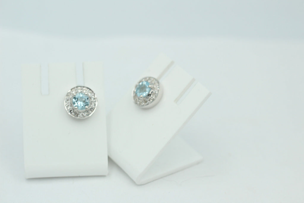 Edle 1,0 Carat Blautopas Weißtopas Ohrstecker 925 Silber Ohrring himmelblau Top