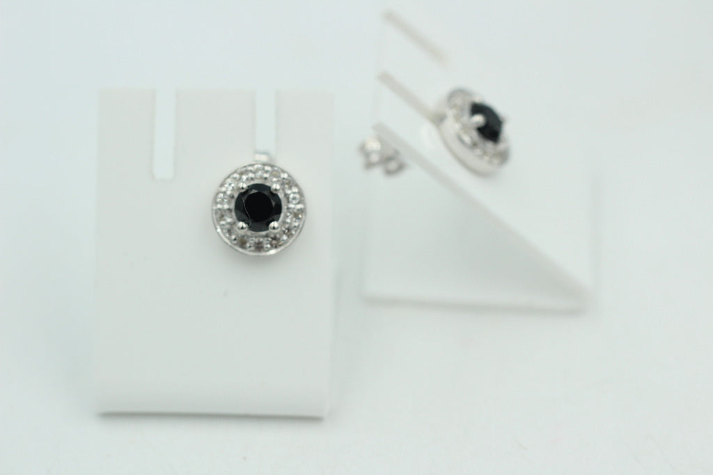 Edle 1,2 Carat schwarzer Spinell Weißtopas Ohrstecker 925 Silber Ohrring
