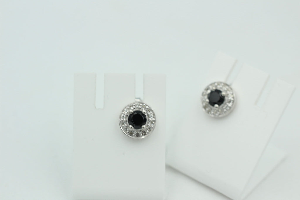 Edle 1,2 Carat schwarzer Spinell Weißtopas Ohrstecker 925 Silber Ohrring