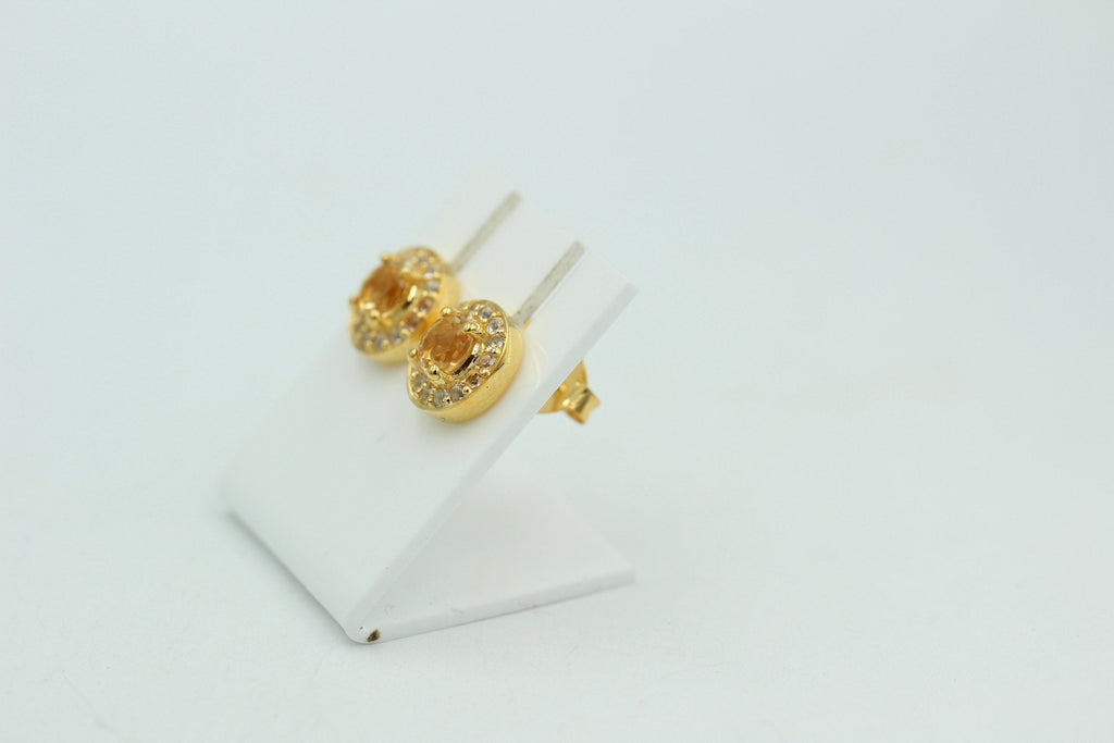 Edle 1,2 Carat Citrint Weißtopas Ohrstecker 925 Silber Ohrring vergoldet