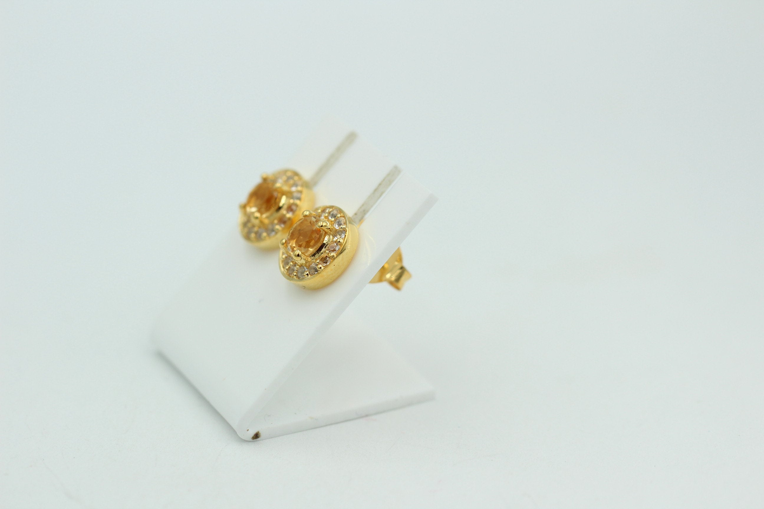 Edle 1,2 Carat Citrint Weißtopas Ohrstecker 925 Silber Ohrring vergoldet