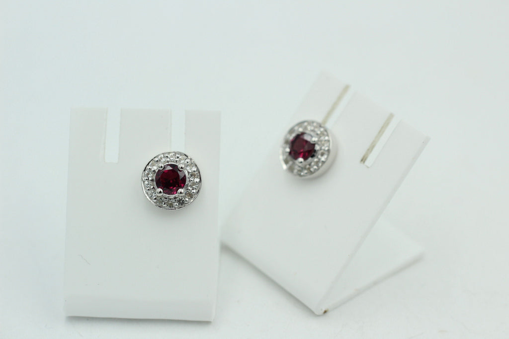 Edle 1,2 Carat Rhodolith Weißtopas Ohrstecker 925 Silber Ohrring Granatart