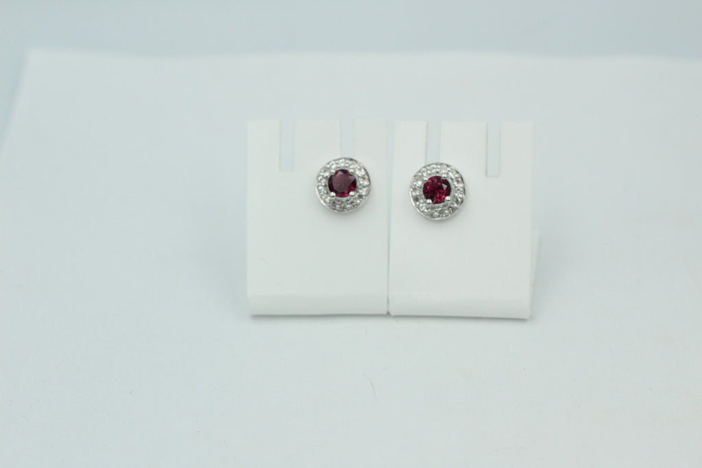 Edle 1,2 Carat Rhodolith Weißtopas Ohrstecker 925 Silber Ohrring Granatart