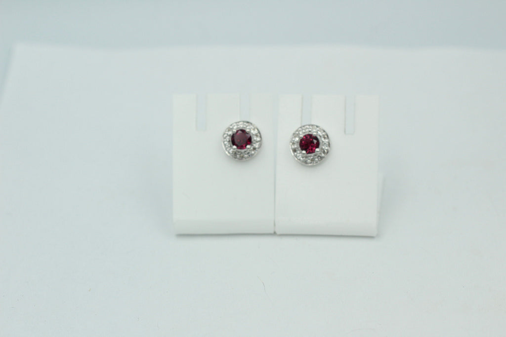 Edle 1,2 Carat Rhodolith Weißtopas Ohrstecker 925 Silber Ohrring Granatart