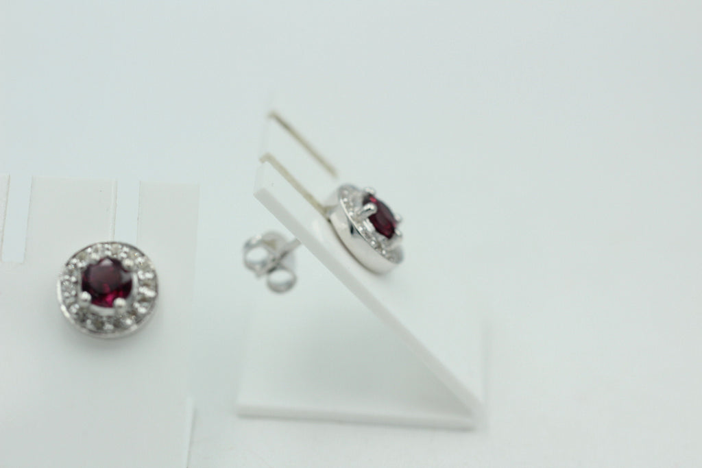 Edle 1,2 Carat Rhodolith Weißtopas Ohrstecker 925 Silber Ohrring Granatart