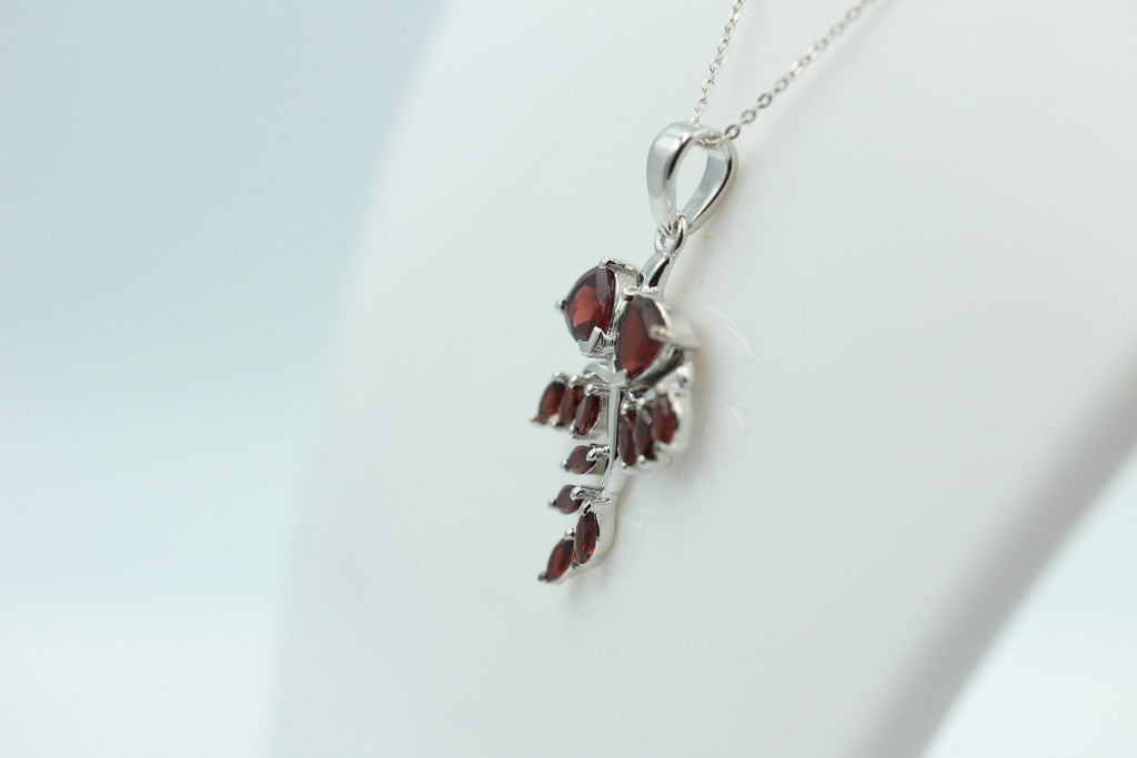 2,50 Carat blutroter Granat Anhänger 925 Silber Collier kette Granatanhänger