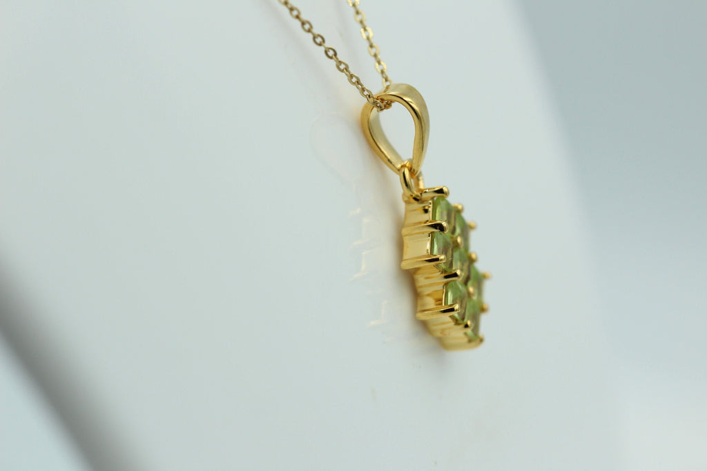 Edler 2,1 Carat Peridot Olivin Anhänger 925 Silber vergoldet