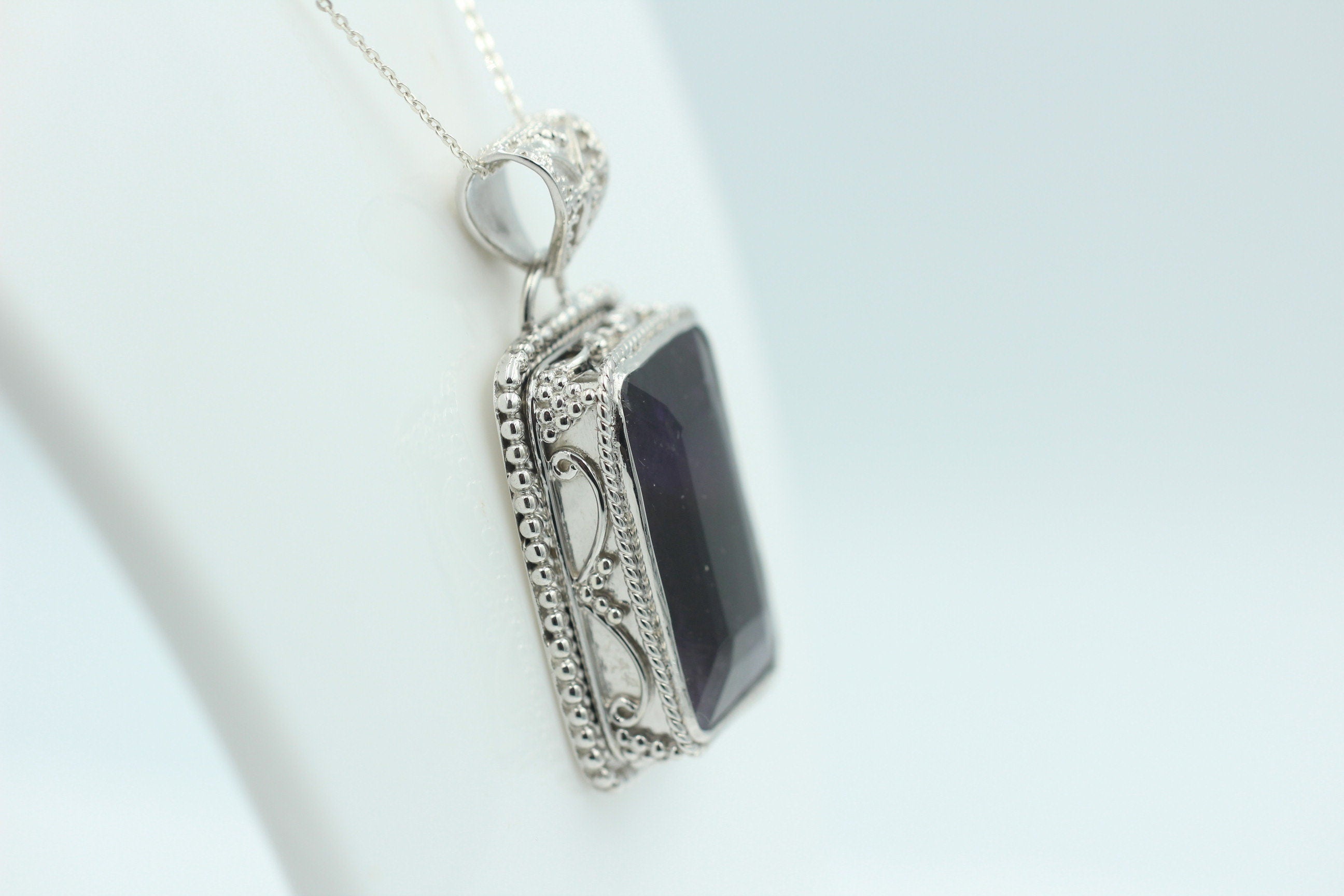 36,4 Carat Amethyst Anhänger 925 SilberUnikat B Qualität
