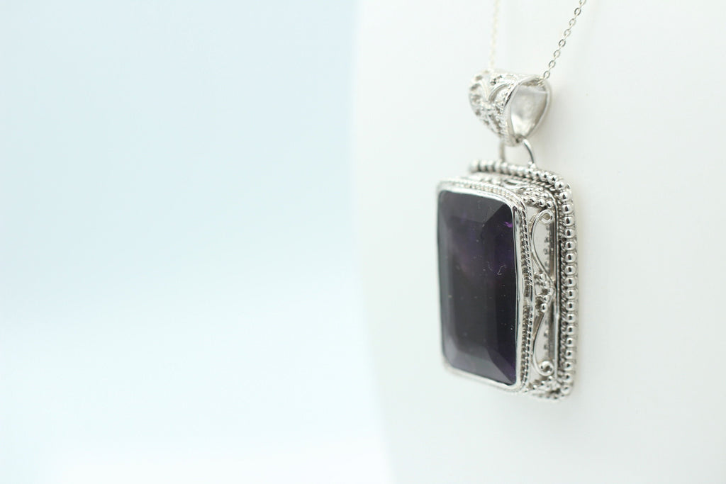36,4 Carat Amethyst Anhänger 925 SilberUnikat B Qualität