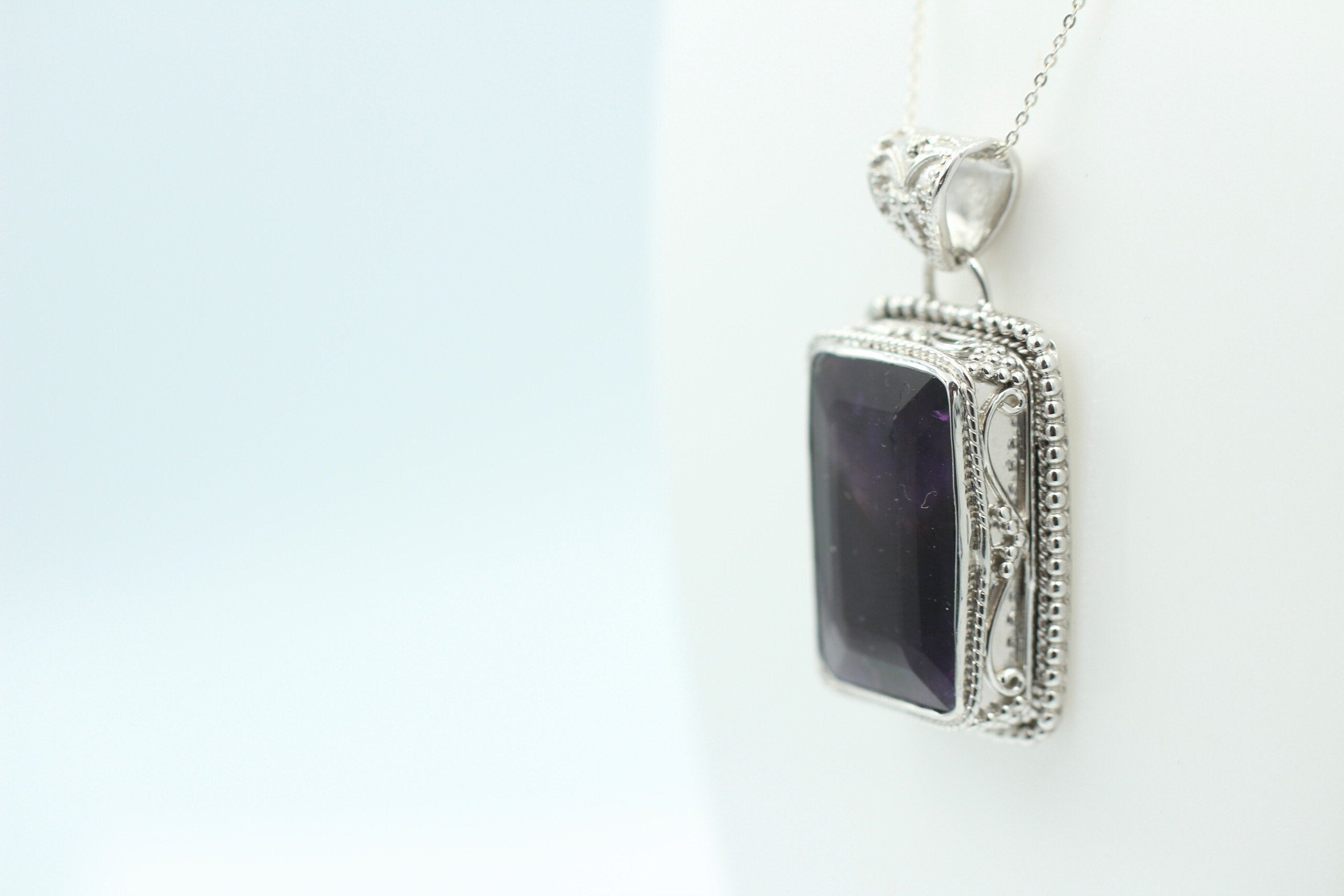 36,4 Carat Amethyst Anhänger 925 SilberUnikat B Qualität