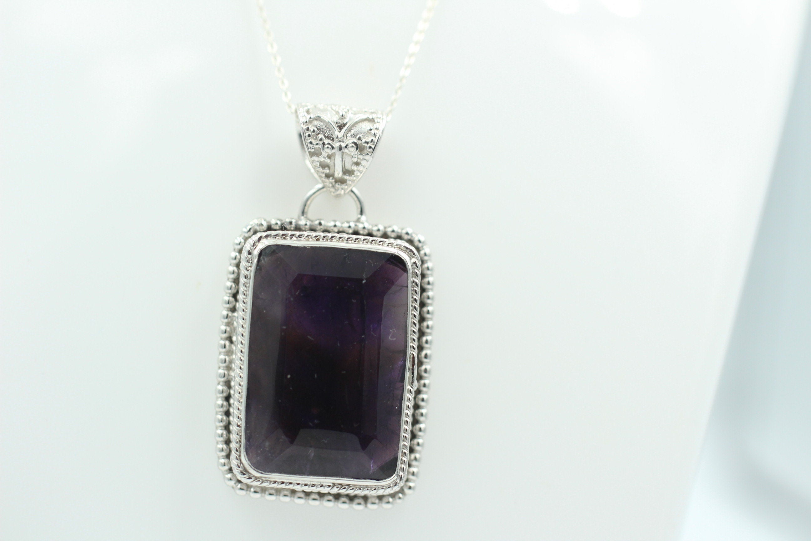 36,4 Carat Amethyst Anhänger 925 SilberUnikat B Qualität