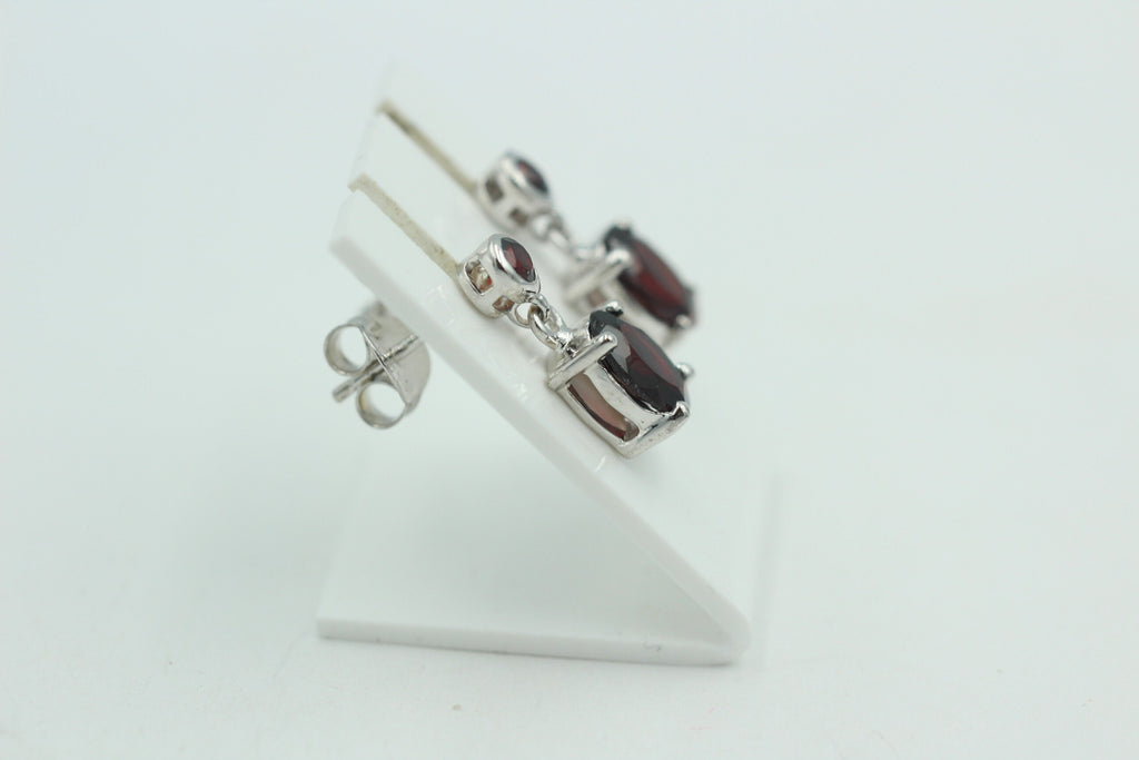 Edle 2,9 Carat Granat Ohrstecker Ohrhänger 925 Silber Granat Ohrschmuck