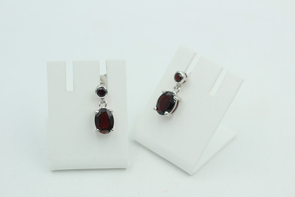 Edle 2,9 Carat Granat Ohrstecker Ohrhänger 925 Silber Granat Ohrschmuck