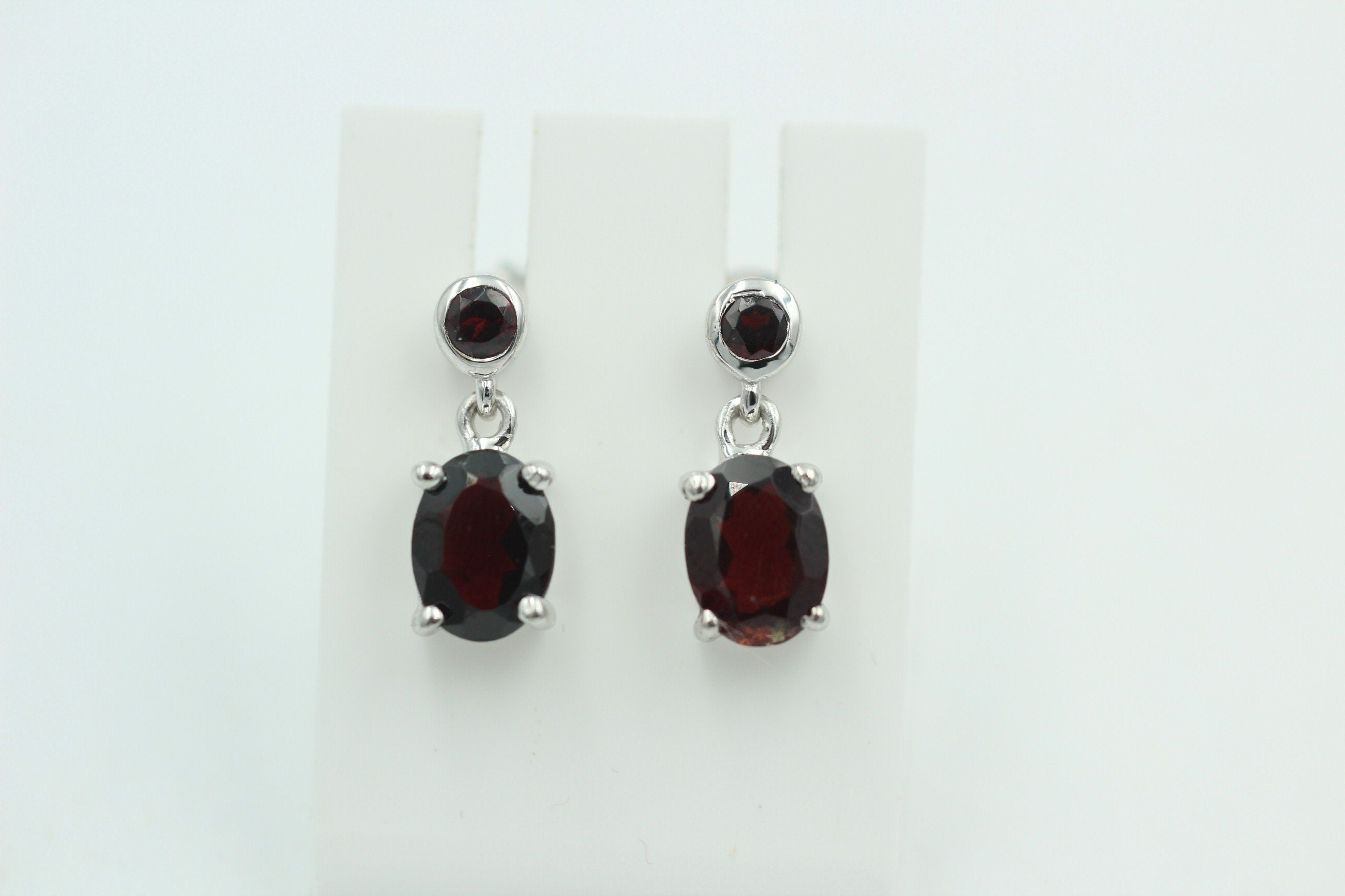Edle 2,9 Carat Granat Ohrstecker Ohrhänger 925 Silber Granat Ohrschmuck
