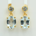 Edle 2,8 Carat Blautopas Ohrstecker Ohrhänger 925 Silber hochwertig vergoldet