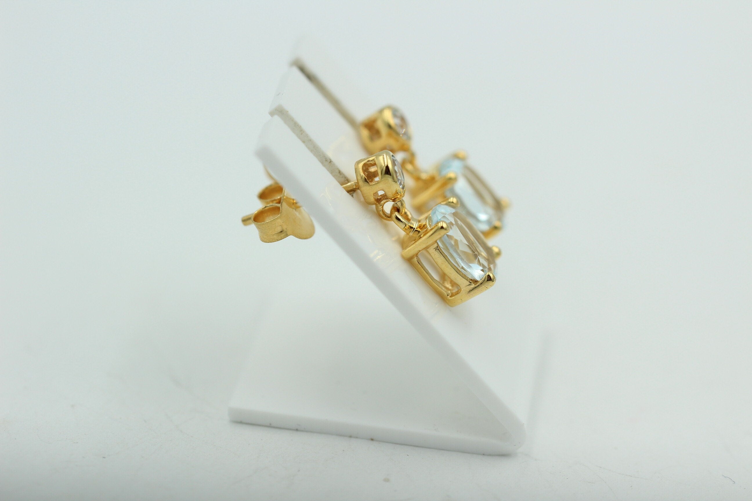Edle 2,8 Carat Blautopas Ohrstecker Ohrhänger 925 Silber hochwertig vergoldet