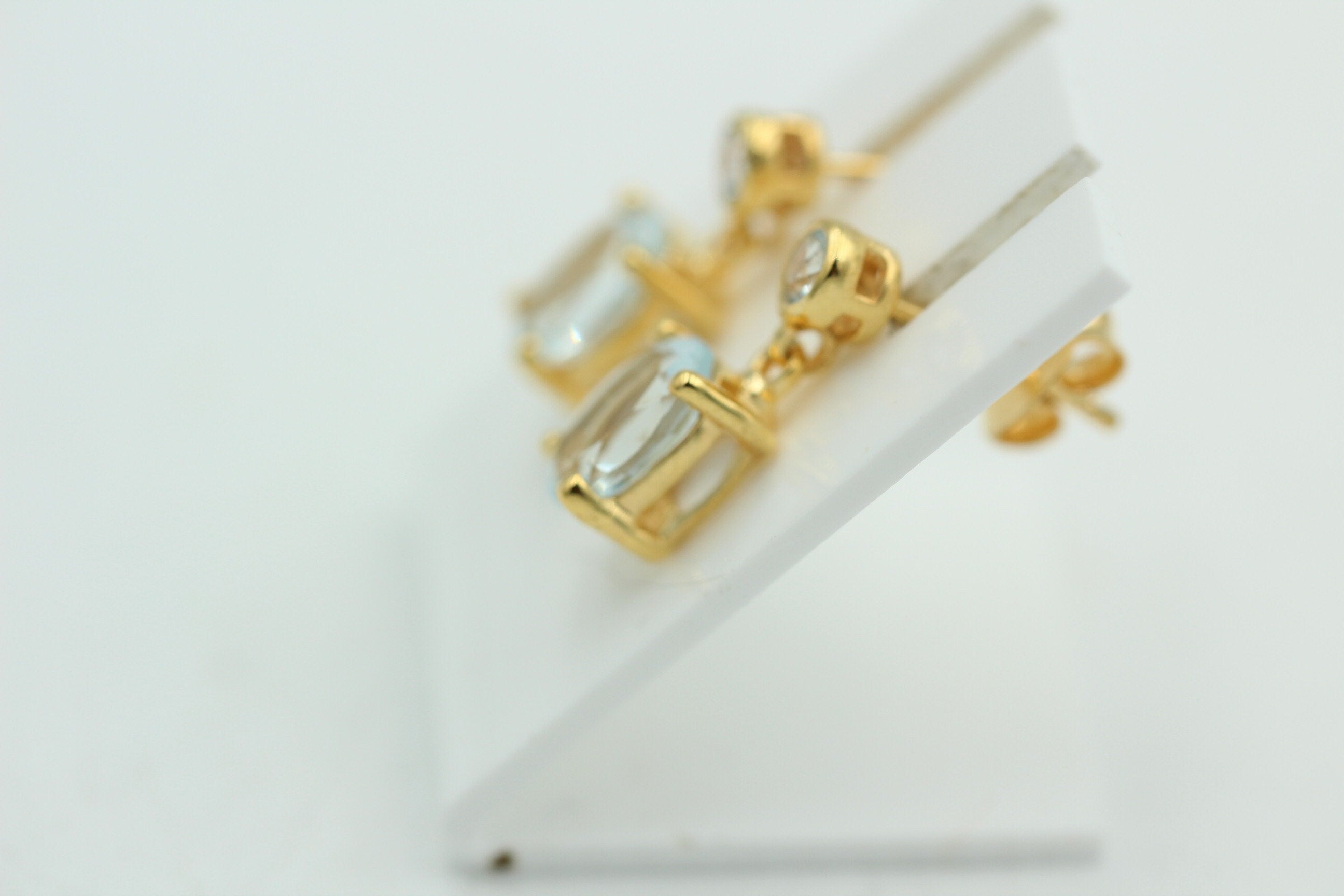 Edle 2,8 Carat Blautopas Ohrstecker Ohrhänger 925 Silber hochwertig vergoldet