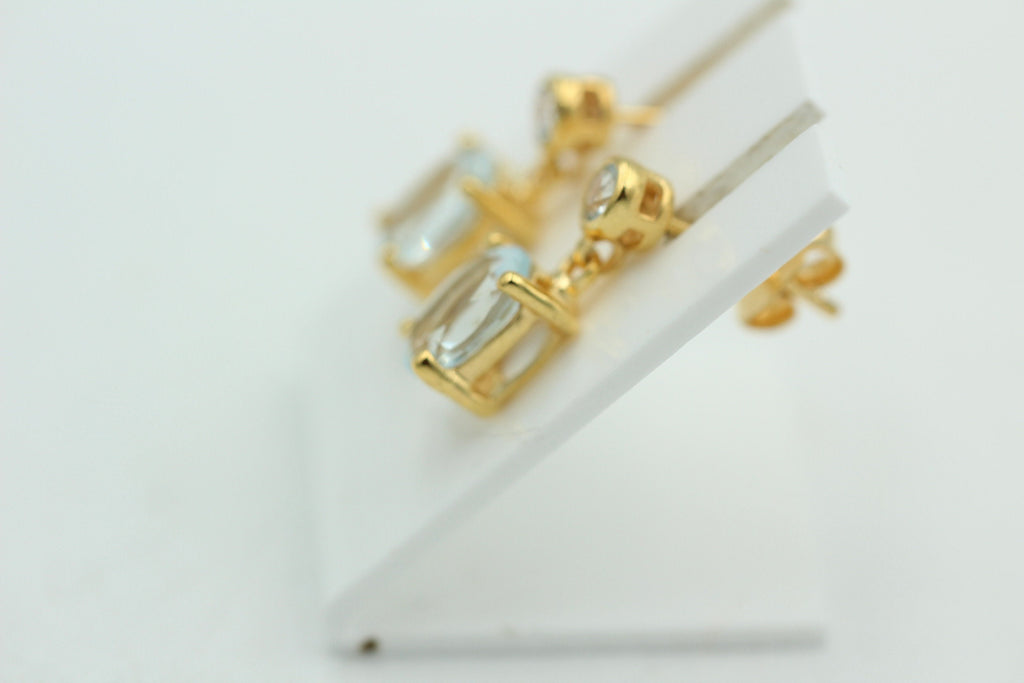 Edle 2,8 Carat Blautopas Ohrstecker Ohrhänger 925 Silber hochwertig vergoldet