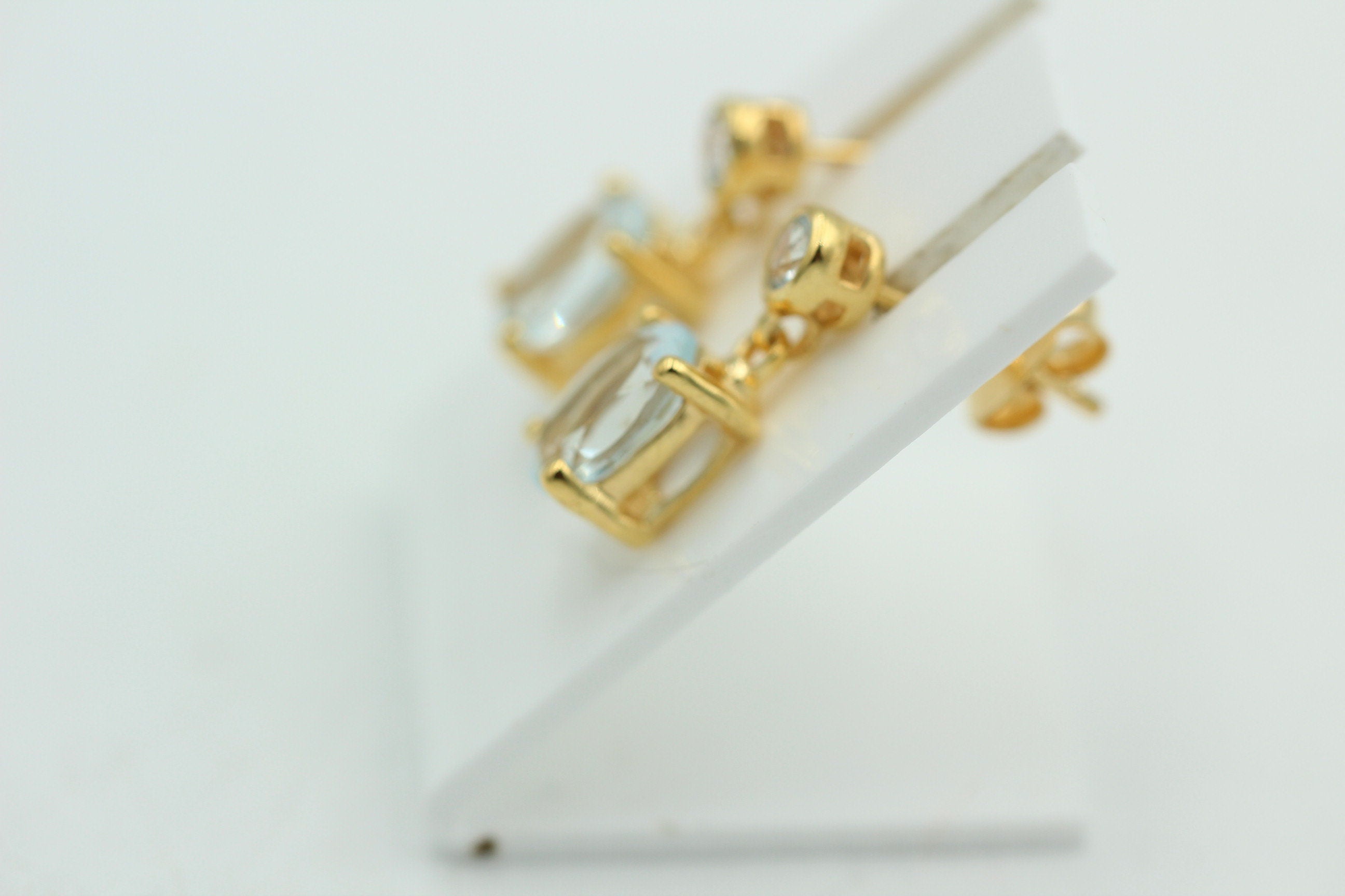 Edle 2,8 Carat Blautopas Ohrstecker Ohrhänger 925 Silber hochwertig vergoldet
