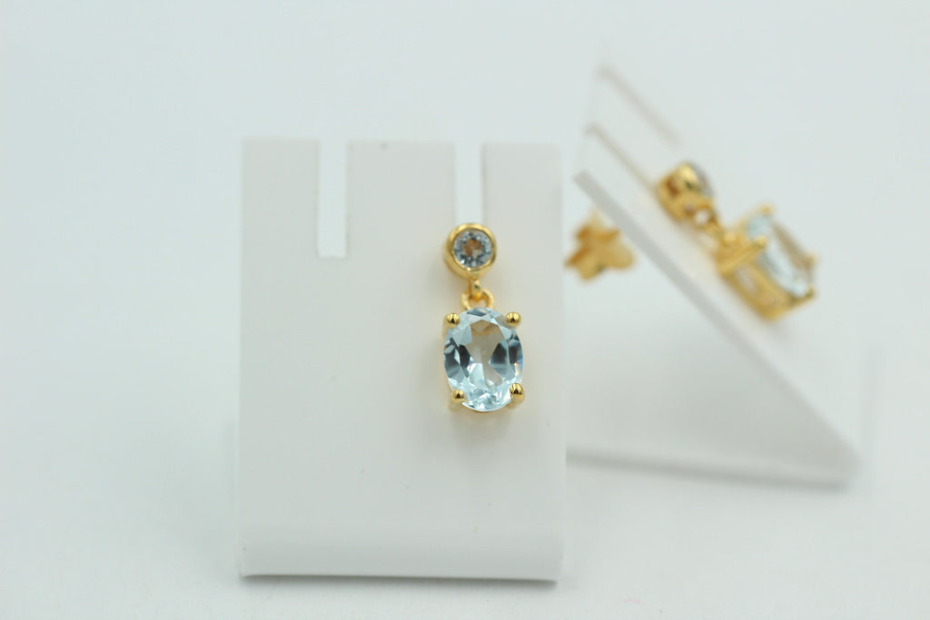 Edle 2,8 Carat Blautopas Ohrstecker Ohrhänger 925 Silber hochwertig vergoldet