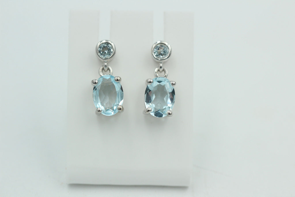 Edle 2,8 Carat Blautopas Ohrstecker Ohrhänger 925 Silber Topas Schmuck