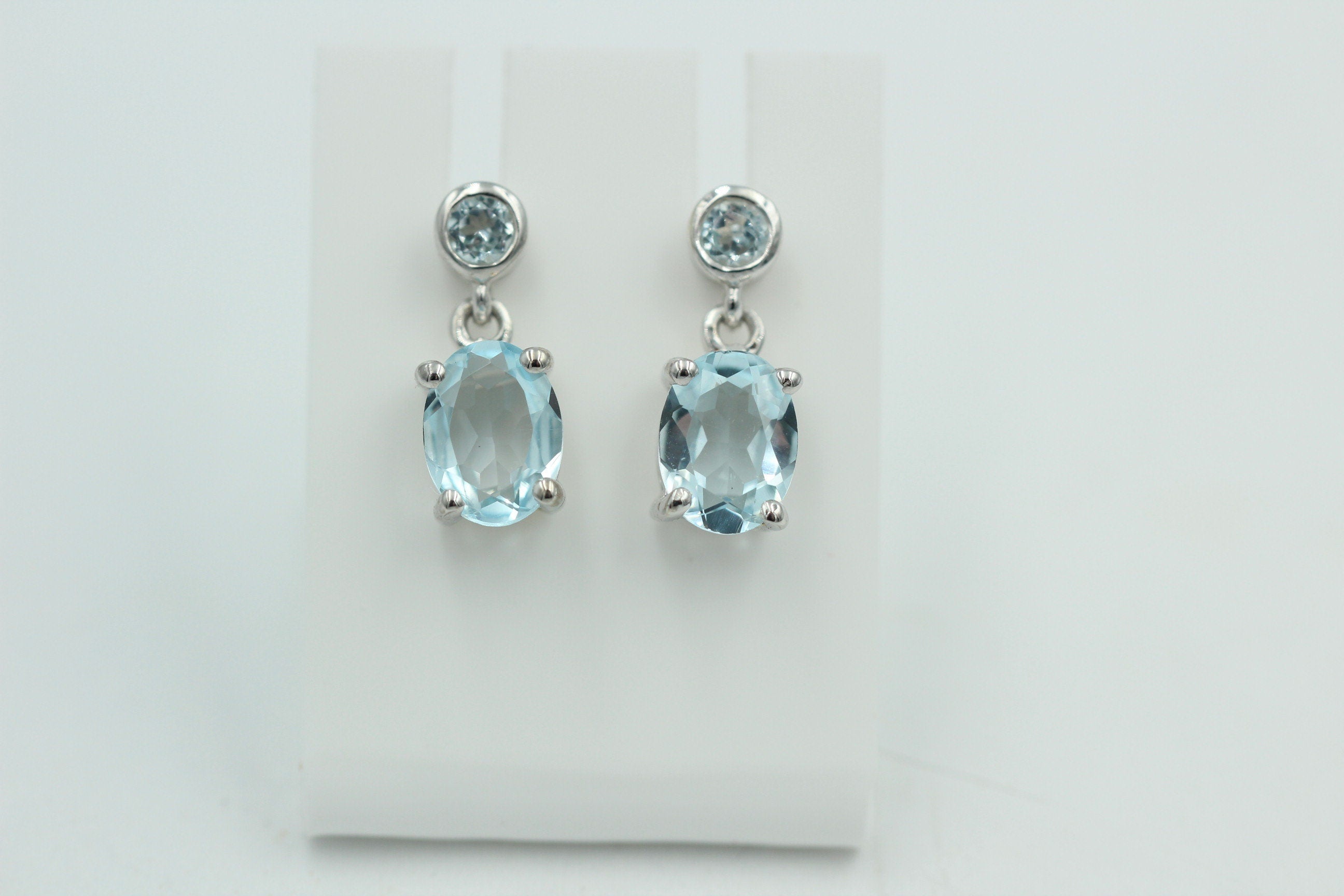 Edle 2,8 Carat Blautopas Ohrstecker Ohrhänger 925 Silber Topas Schmuck
