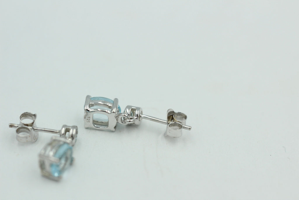 Edle 2,8 Carat Blautopas Ohrstecker Ohrhänger 925 Silber Topas Schmuck