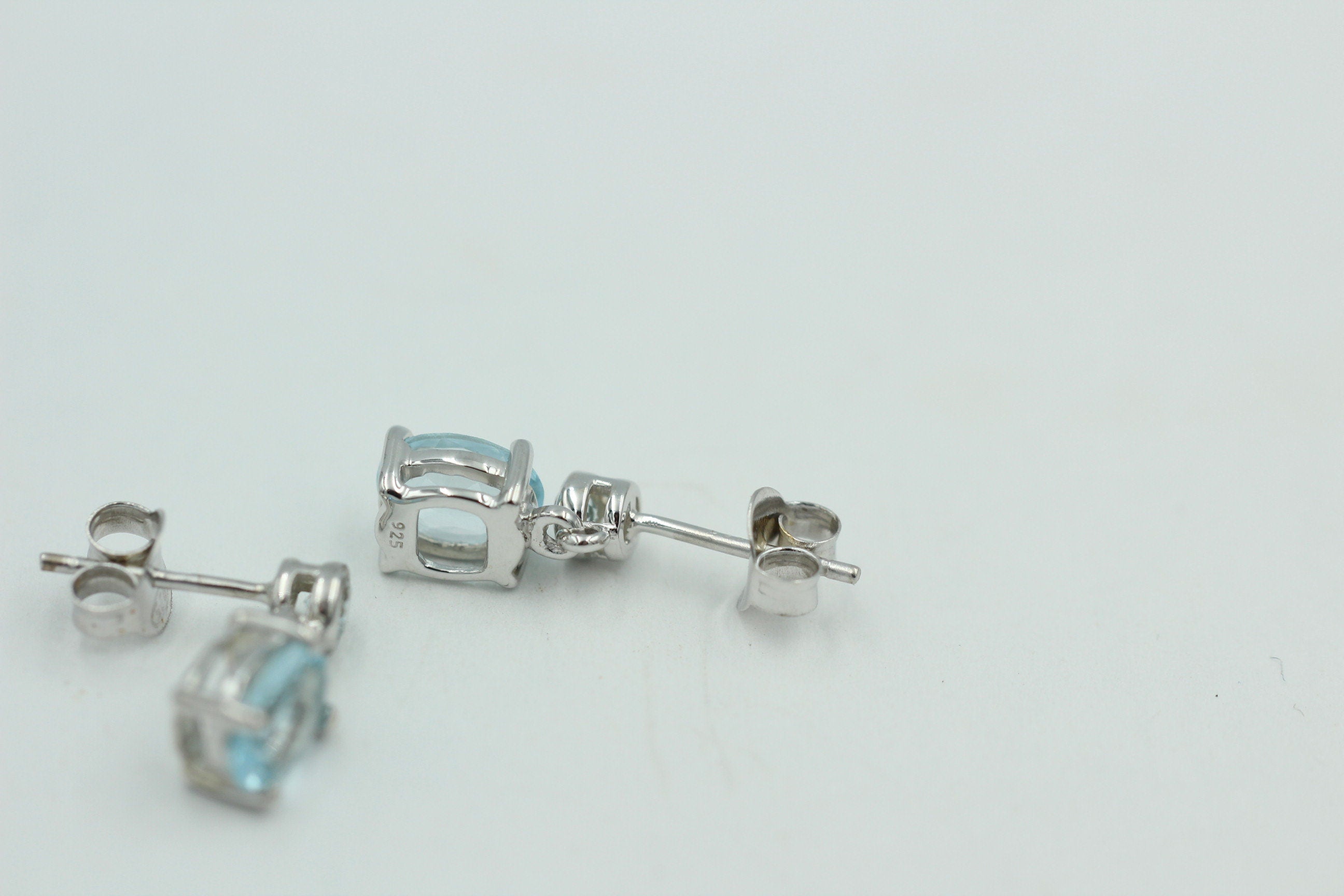 Edle 2,8 Carat Blautopas Ohrstecker Ohrhänger 925 Silber Topas Schmuck