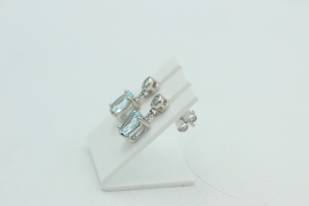 Edle 2,8 Carat Blautopas Ohrstecker Ohrhänger 925 Silber Topas Schmuck