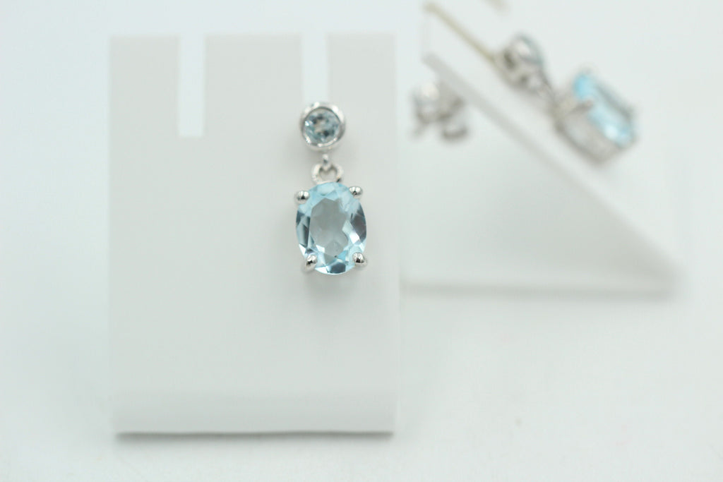 Edle 2,8 Carat Blautopas Ohrstecker Ohrhänger 925 Silber Topas Schmuck
